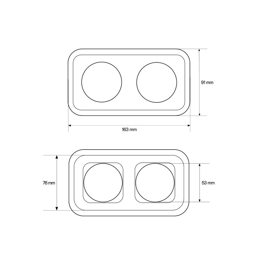 Elhard - Dubbele keramische retro wandcontactdoos met afdekraam SCHUKO 230V wit