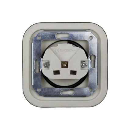 Elhard - Dubbele keramische retro wandcontactdoos met afdekraam SCHUKO 230V zwart
