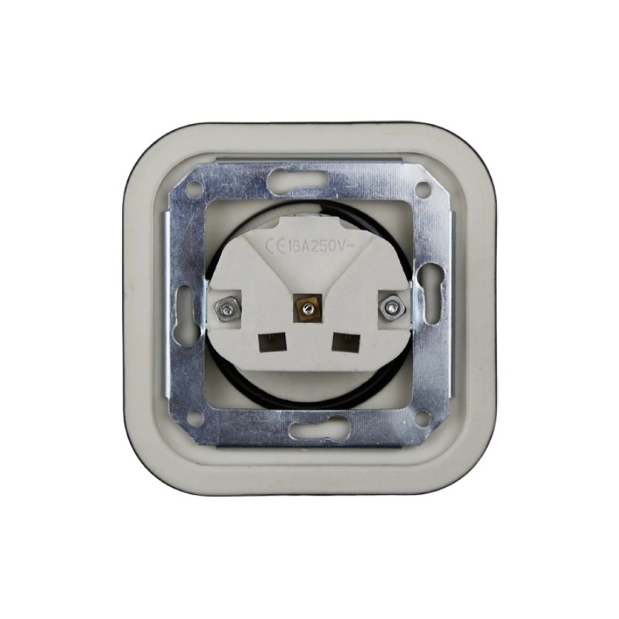Elhard - Dubbele keramische retro wandcontactdoos met afdekraam SCHUKO 230V zwart
