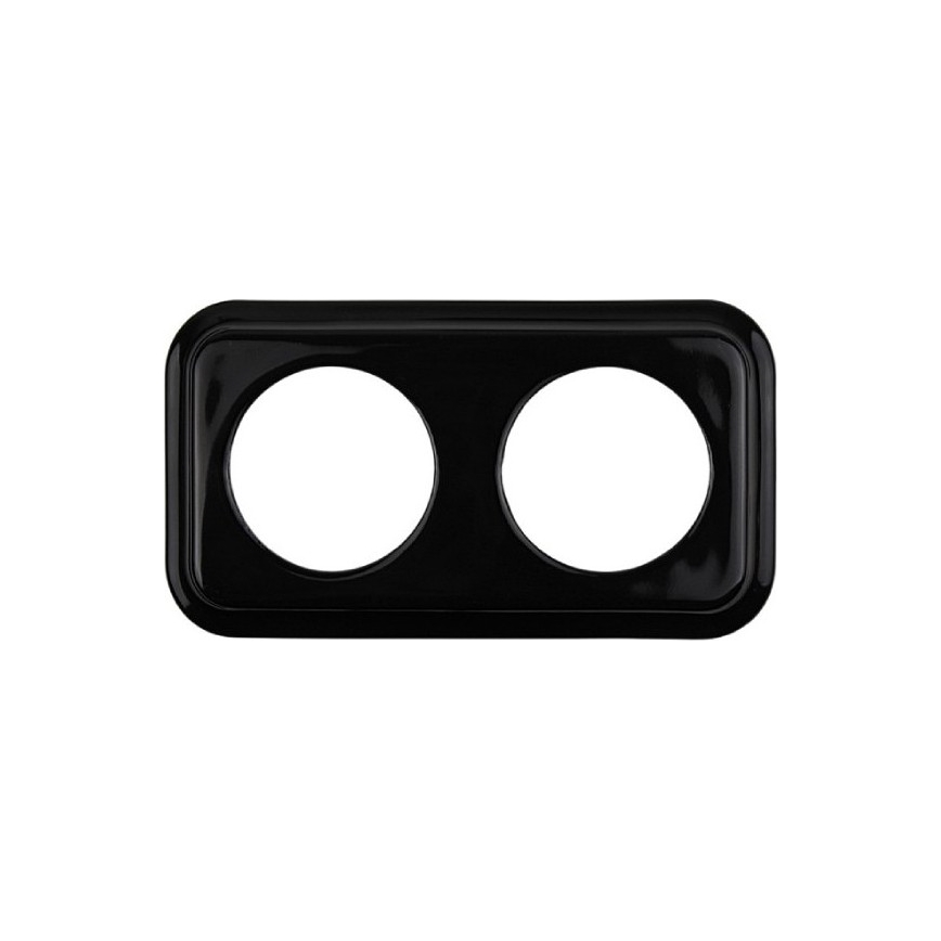 Elhard - Dubbele keramische retro wandcontactdoos met afdekraam SCHUKO 230V zwart