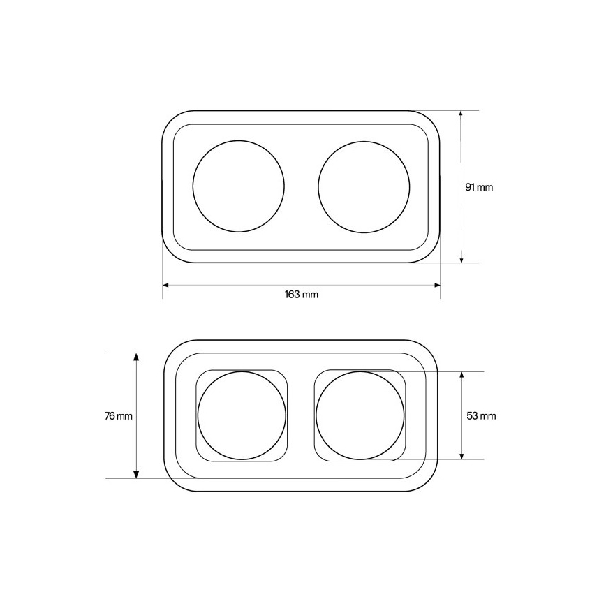 Elhard - Dubbele keramische retro wandcontactdoos met afdekraam SCHUKO 230V zwart