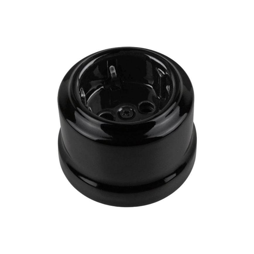 Elhard - Dubbele keramische retro-wandcontactdoos met afdekraam, SCHUKO 230V, zwart