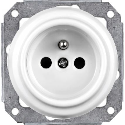 Elhard - Dubbele keramische retro wandcontactdoos met frame 230V wit