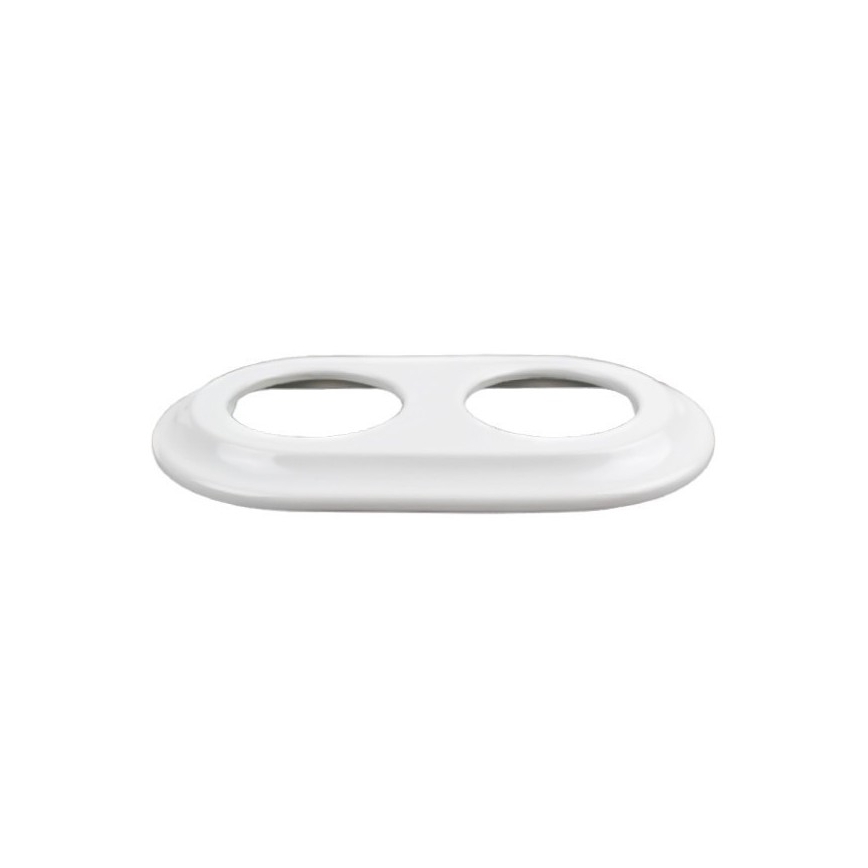 Elhard - Dubbele keramische retro wandcontactdoos met frame 230V wit