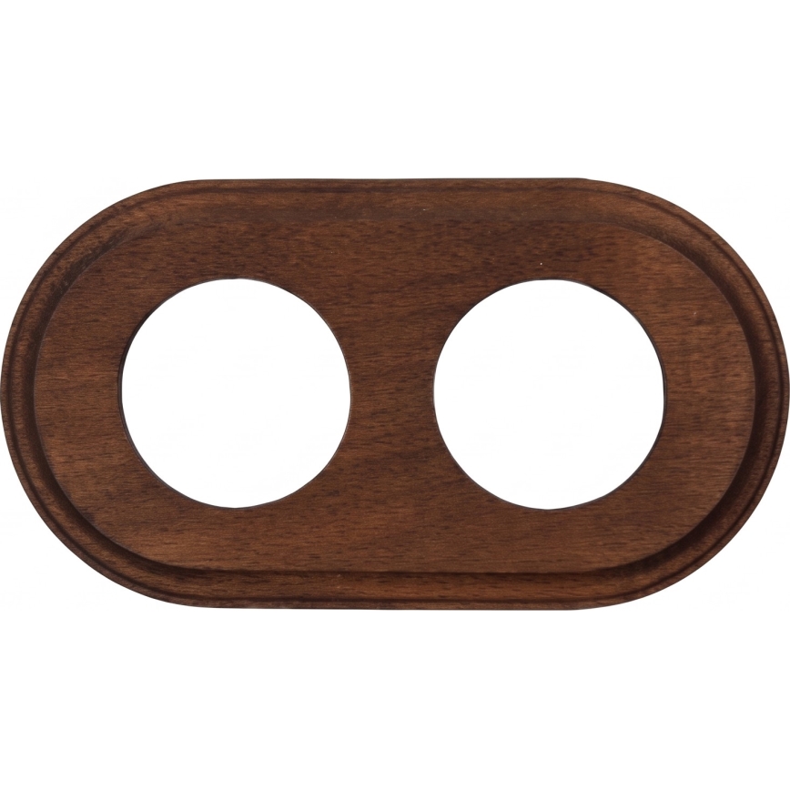 Elhard - Dubbele keramische retro-wandcontactdoos voor huishoudelijk gebruik met afdekraam SCHUKO 230V, zwart/donker hout