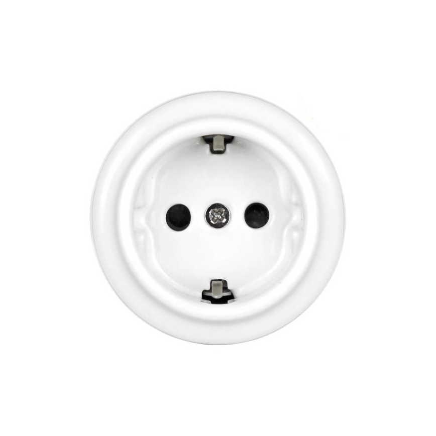 Elhard - Dubbele keramische retro wandcontactdoos met SCHUKO-afdekraam, 230V, wit