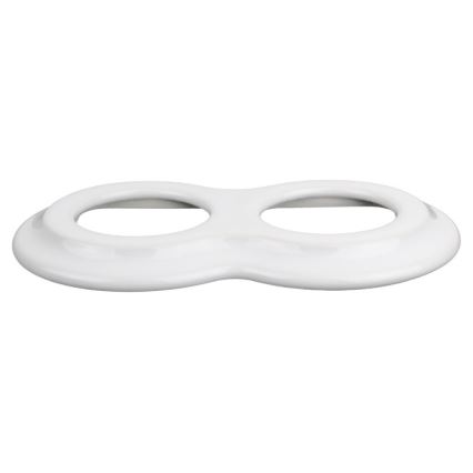 Elhard - Dubbele keramische retro-wandcontactdoos voor huishoudelijk gebruik met afdekraam SCHUKO 230V wit