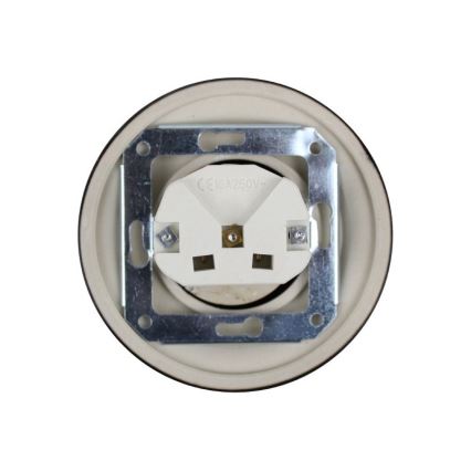 Elhard - keramisch retro huishoudelijk stopcontact (SCHUKO) 230V, zwart, zonder afdekraam