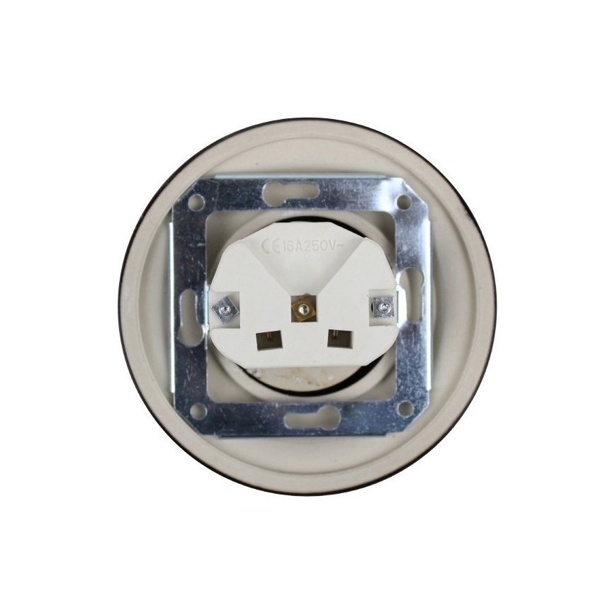 Elhard - keramisch retro huishoudelijk stopcontact (SCHUKO) 230V, zwart, zonder afdekraam