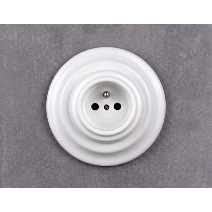 Elhard - Keramisch retro stopcontact met afdekraam 230V wit