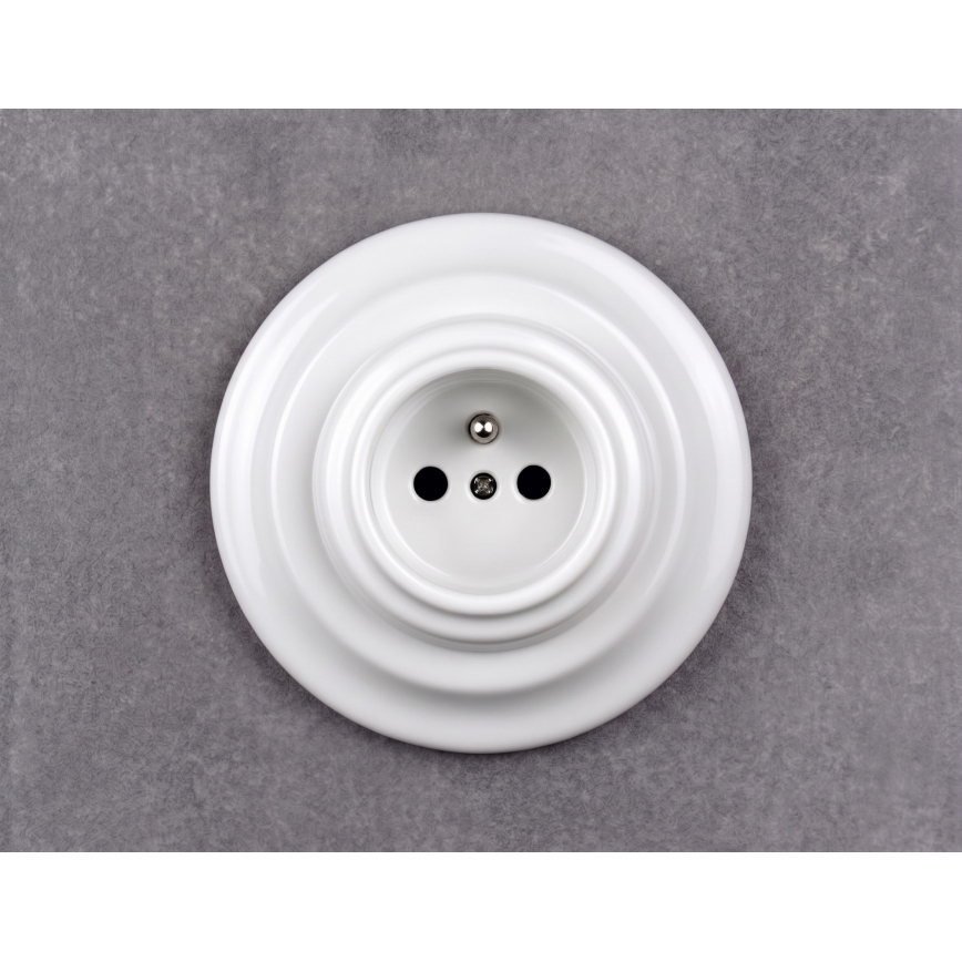 Elhard - Keramisch retro stopcontact met afdekraam 230V wit
