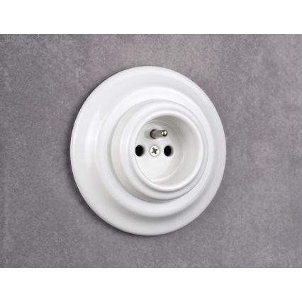 Elhard - Keramisch retro stopcontact met afdekraam 230V wit