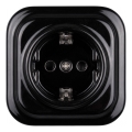 Elhard - Keramisch retro wandcontactdoos met SCHUKO-frame 230V, zwart
