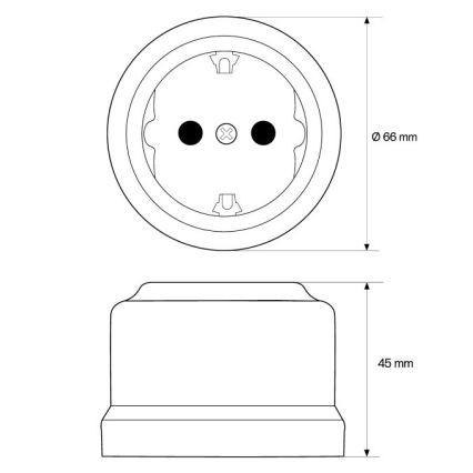 Elhard - Keramisch retro-wandstopcontact voor huishoudelijk gebruik, SCHUKO 230 V, zwart