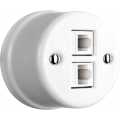 Elhard - Keramische retro datadoos 2x RJ45 wit