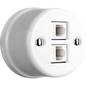 Elhard - Keramische retro datadoos 2x RJ45 wit
