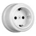 Elhard - Keramische retro huishoudelijke SCHUKO-wandcontactdoos 230V wit