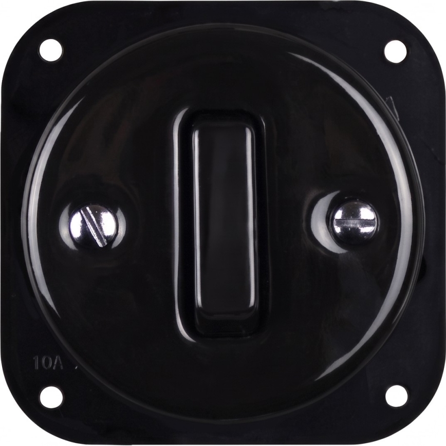 Elhard - Keramische retro schakelaar č. 1 en stopcontact 230V met SCHUKO-frame zwart/licht hout