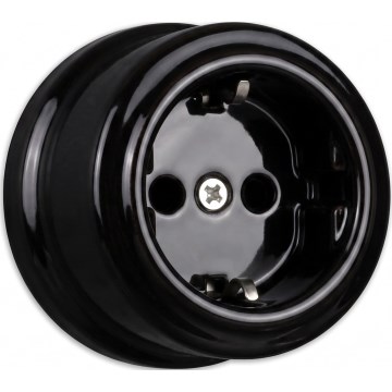 Elhard - Keramische retro SCHUKO-stopcontact 230V zwart