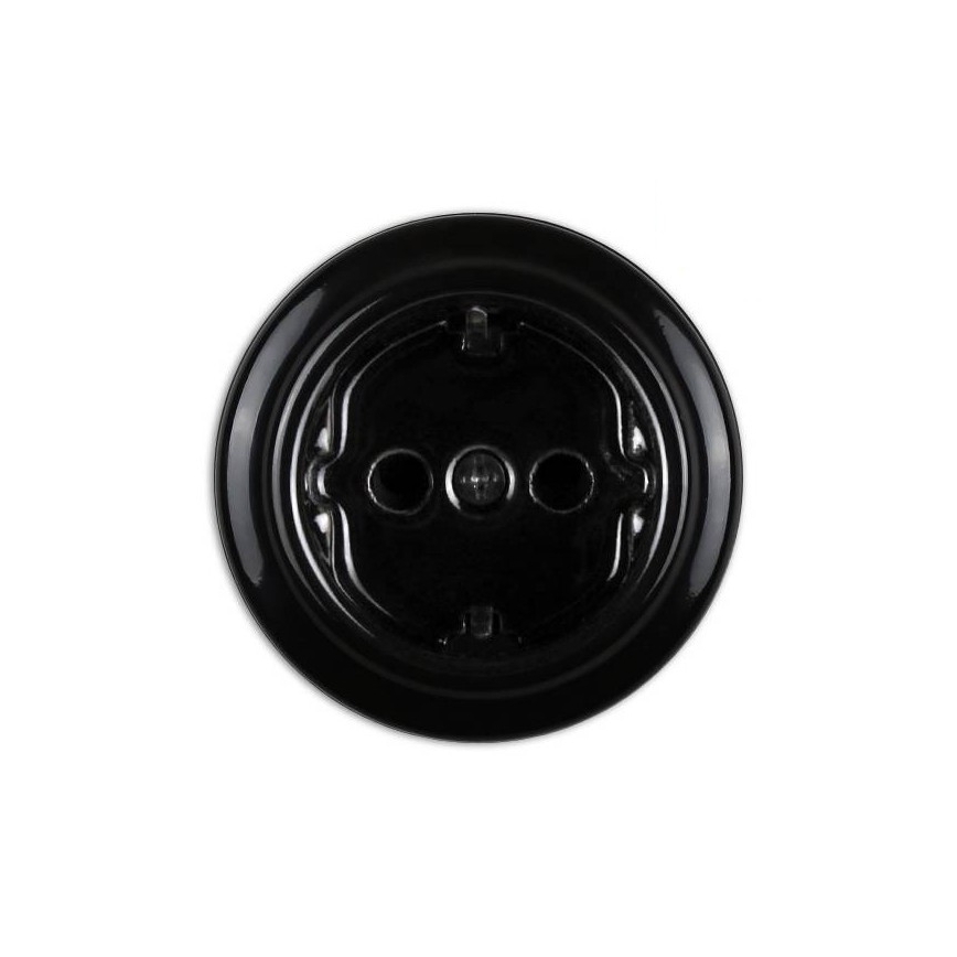 Elhard - Keramische retro SCHUKO-stopcontact 230V zwart