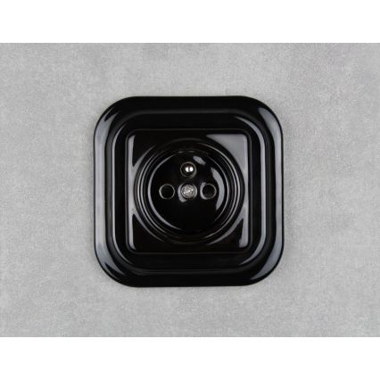 Elhard - Keramische retro-wandcontactdoos met afdekraam 230 V zwart