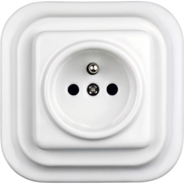 Elhard - Keramische retro-wandcontactdoos met afdekraam 230V wit