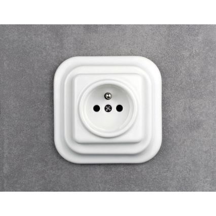 Elhard - Keramische retro-wandcontactdoos met afdekraam 230V wit
