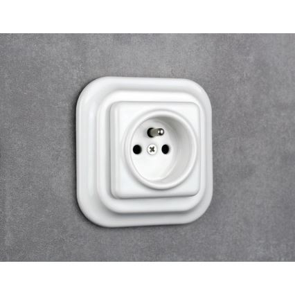 Elhard - Keramische retro-wandcontactdoos met afdekraam 230V wit