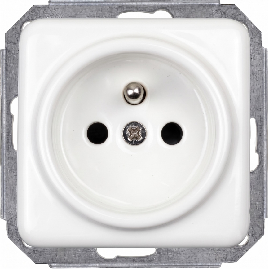 Elhard - Keramische retro-wandcontactdoos met afdekraam 230V wit