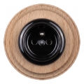 Elhard - Keramische retro wandcontactdoos met frame 230V zwart/licht hout