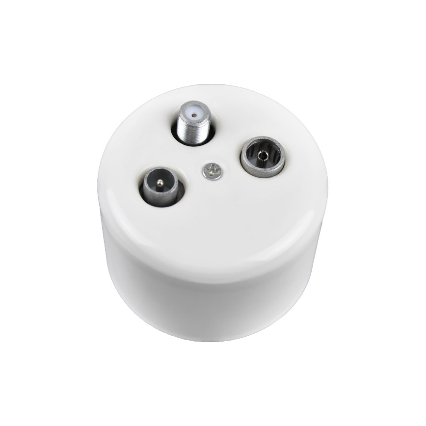 Elhard - Keramische retro wandcontactdoos voor antenne TV+R+SAT, wit