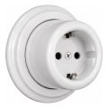 Elhard - Keramische retro-wandcontactdoos voor huishoudelijk gebruik met afdekraam, SCHUKO 230V, wit