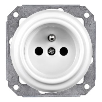 Elhard - Keramische retro-wandcontactdoos voor huishoudelijk gebruik, zonder afdekraam, 230 V, wit