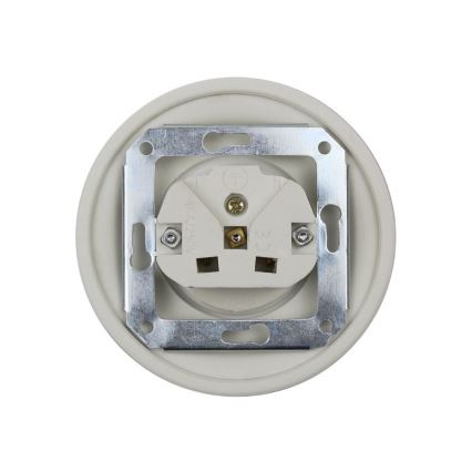 Elhard - Keramische retro-wandcontactdoos voor huishoudelijk gebruik, zonder afdekraam, 230 V, wit