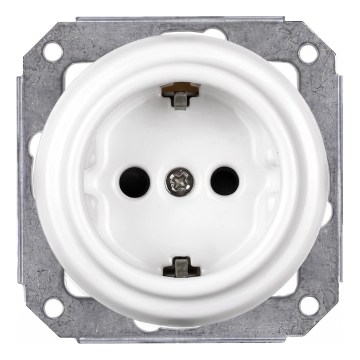 Elhard - Keramische retro-wandcontactdoos voor huishoudelijk gebruik zonder afdekraam SCHUKO 230V wit