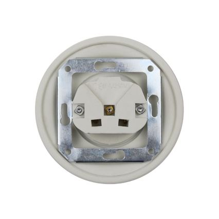Elhard - Keramische retro-wandcontactdoos voor huishoudelijk gebruik zonder afdekraam SCHUKO 230V wit