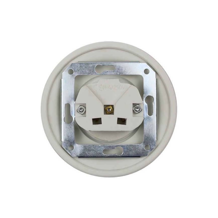 Elhard - Keramische retro-wandcontactdoos voor huishoudelijk gebruik zonder afdekraam SCHUKO 230V wit