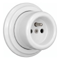 Elhard - Keramische retro-wandcontactdoos voor woningen met frame, 230V, wit