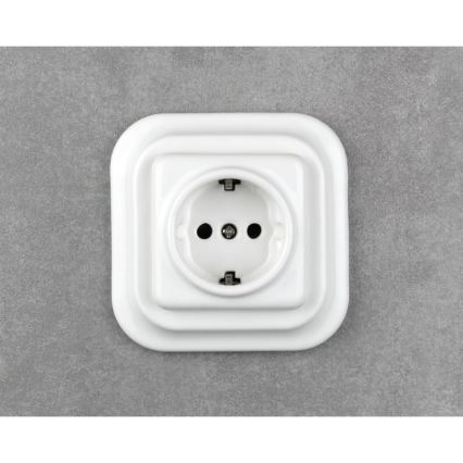 Elhard - Keramische retro wandcontactdoos zonder afdekraam SCHUKO 230 V wit