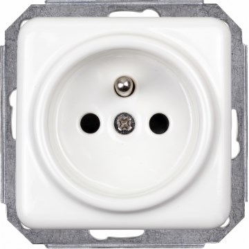 Elhard - Retro keramisch stopcontact 230 V, zonder afdekraam, wit