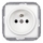 Elhard - Retro keramisch stopcontact 230 V, zonder afdekraam, wit