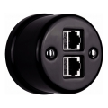 Elhard - Retro keramische netwerkdoos 2x RJ45, zwart