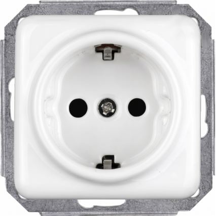 Elhard - Retro keramische wandcontactdoos met SCHUKO-afdekraam, 230V, wit