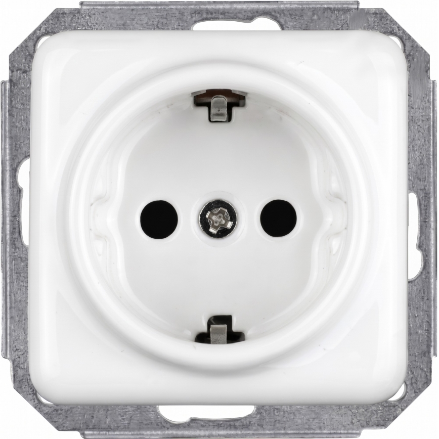 Elhard - Retro keramische wandcontactdoos met SCHUKO-afdekraam, 230V, wit