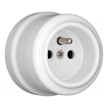Elhard - Retro keramische wandcontactdoos voor huishoudelijk gebruik 230V, wit