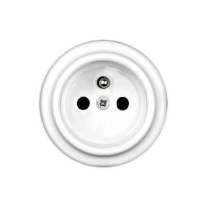 Elhard - Retro keramische wandcontactdoos voor huishoudelijk gebruik 230V, wit