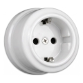 Elhard - Retro keramische wandcontactdoos voor huishoudelijk gebruik SCHUKO 230V wit