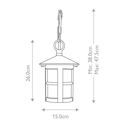 Elstead BL21B-BLACK - Hanglamp voor buiten HEREFORD 1xE27/100W/230V IP43