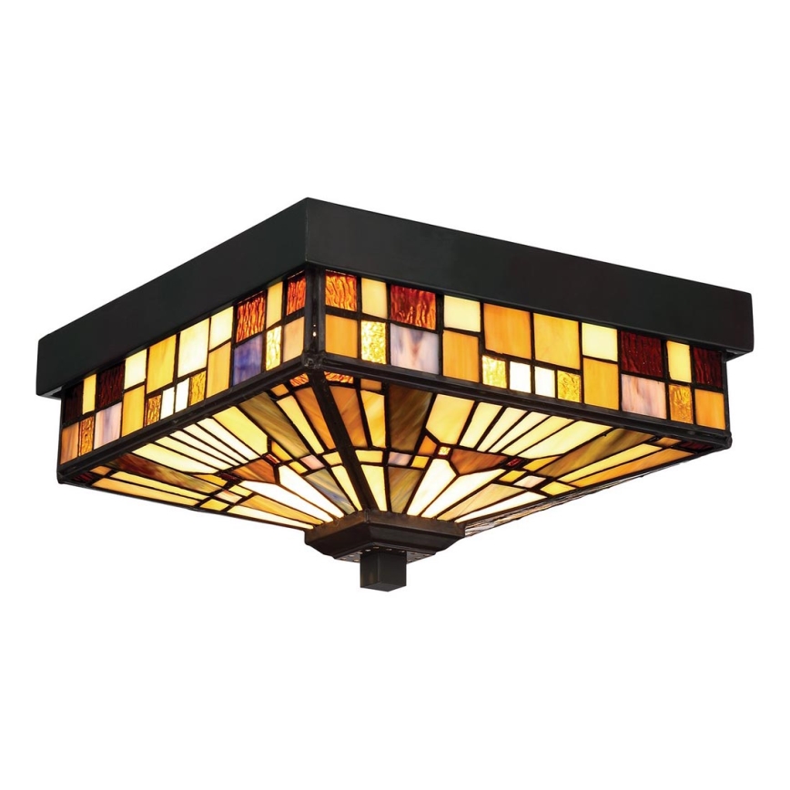 Elstead - Buitenplafondlamp Tiffany INGLENOOK 2xE27/60W/230V IP44