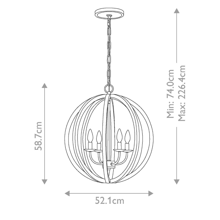 Elstead FE-ALLIER-4P-WW - Hanglamp aan een ketting ALLIER 4xE14/60W/230V eiken